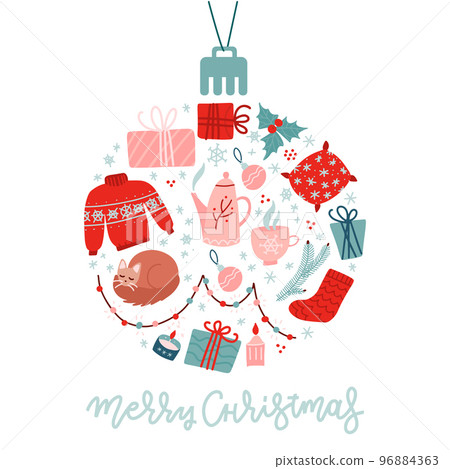Christmas and New Year Holiday flat Icons Set Circular Shaped. Vector Illustration of Decoration and Festival Cold Celebration Objects. Winter Holiday Items shaped as christmas bauble. Christmas and New Year Holiday flat Icons Set Circular Shaped. Vector Illustration of Decoration and Festival Cold Celebration Objects. Winter Holiday Items shaped as christmas bauble. 96884363