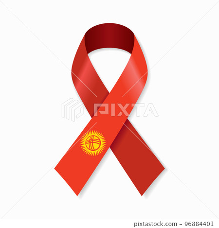 Kyrgyzstani flag stripe ribbon on white background. Vector. Kyrgyzstani flag stripe ribbon on white background. Vector. 96884401