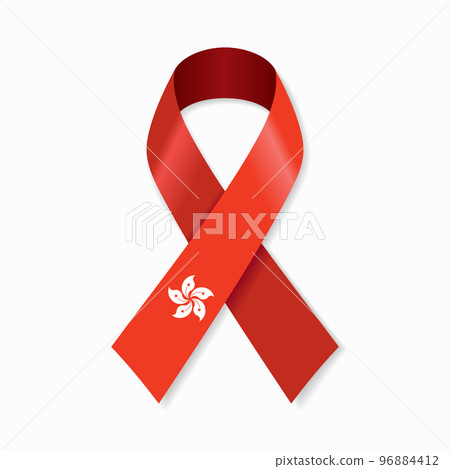 Hong Kong flag stripe ribbon on white background. Vector. 96884412