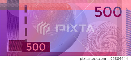Voucher banknote 500 template with guilloche pattern watermarks and border. Purple background banknote, gift voucher, coupon, diploma, money design, currency, note, check, cheque, reward. certificate Voucher banknote 500 template with guilloche pattern watermarks and border. Purple background banknote, gift voucher, coupon, diploma, money design, currency, note, check, cheque, reward. certificate 96884444