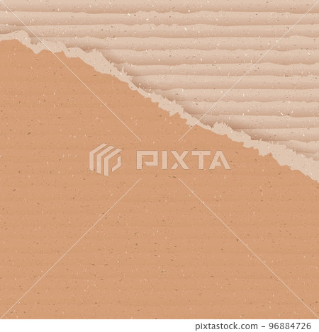 Corrugated brown cardboard background with torn peace 96884726