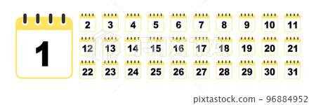 Calendar days icons set. Full month Calendar days icons set. Full month 96884952