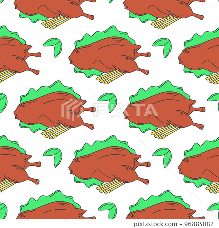 Peking ducks seamless pattern vector illustration Asian food background 96885082