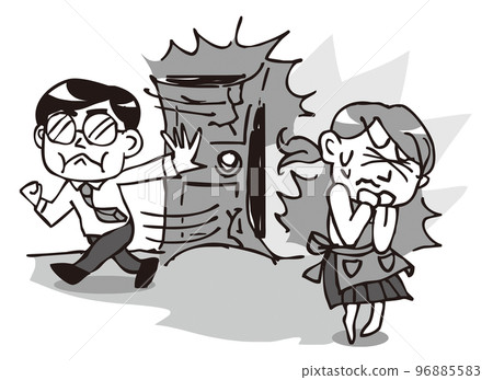 丈夫對妻子的家庭暴力/DV 丈夫大聲喧嘩威脅妻子 單色 96885583