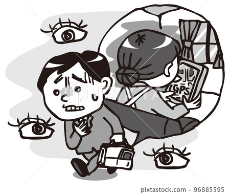 妻子對丈夫的家庭暴力/DV 過度監視丈夫行為的妻子 單色 妻子對丈夫的家庭暴力/DV 過度監視丈夫行為的妻子 單色 96885595