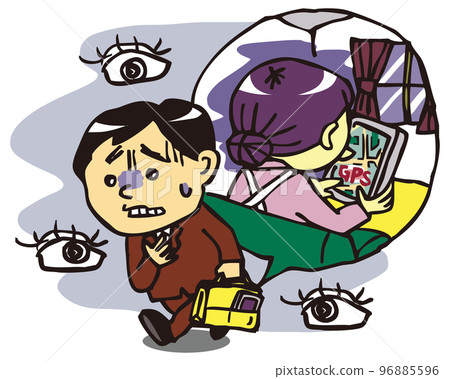 Domestic Violence/DV from Wife to Husband A Wife Who Excessively Monitors Her Husband's Behavior Color 96885596