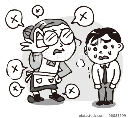 妻子對丈夫的家庭暴力/DV 對丈夫不好的妻子單色 妻子對丈夫的家庭暴力/DV 對丈夫不好的妻子單色 96885599