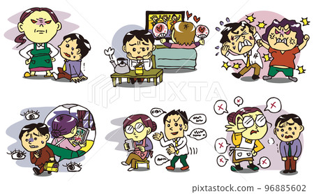 Domestic Violence/DV from Wife to Husband Six Situation Colors Domestic Violence/DV from Wife to Husband Six Situation Colors 96885602