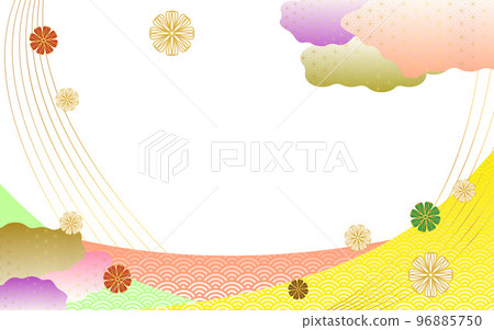 Japanese background, vivid clouds, streamlines, Qinghai waves, flowers Japanese background, vivid clouds, streamlines, Qinghai waves, flowers 96885750