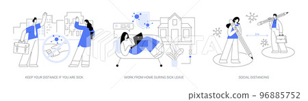 Virus outbreak prevention measures abstract concept vector illustrations. Virus outbreak prevention measures abstract concept vector illustrations. 96885752