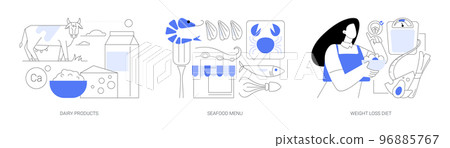 Healthy food abstract concept vector illustrations. Healthy food abstract concept vector illustrations. 96885767