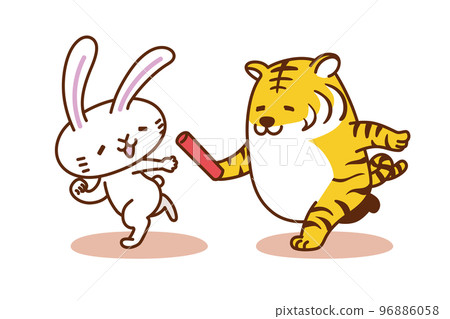兔子人物插畫系列《從老虎那裡接棒的兔子》 兔子人物插畫系列《從老虎那裡接棒的兔子》 96886058