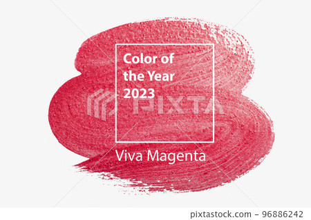 Color of the year 2023 background. Magenta new trend color on white background. Texture paint smear Color of the year 2023 background. Magenta new trend color on white background. Texture paint smear 96886242