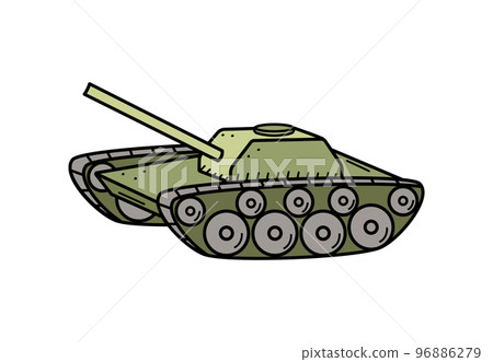 Tank with cannon doodle icon. Vector illustration of military equipment. Isolate on white. Tank with cannon doodle icon. Vector illustration of military equipment. Isolate on white. 96886279