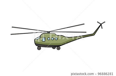 Military helicopter icon doodle vector. War transport, isolate on white. 96886281