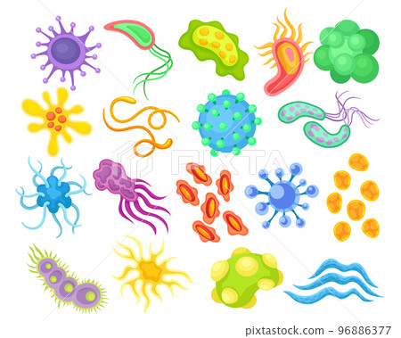 Virus and Microbes of Different Shape with Flagella Big Vector Set Virus and Microbes of Different Shape with Flagella Big Vector Set 96886377