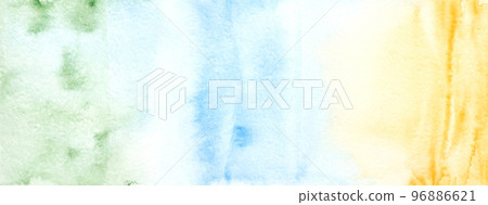 Watercolor landscape texture background. Blue, green, yellow abstract landscape Watercolor landscape texture background. Blue, green, yellow abstract landscape 96886621