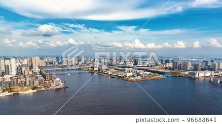 Aerial view of Odaiba Harbor in Tokyo, Japan Aerial view of Odaiba Harbor in Tokyo, Japan 96888641