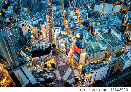 Aerial View of Shibuya, Tokyo at sunset Aerial View of Shibuya, Tokyo at sunset 96888650