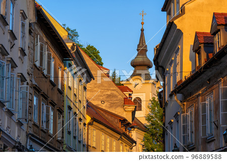 Sunset In Old Town of Ljubljana in Slovenia 96889588