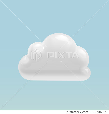 White Cartoon Cloud in 3d Realistic Style 96890234
