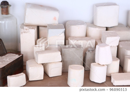 limestone work pieces for sculpturing closeup photo 96890313