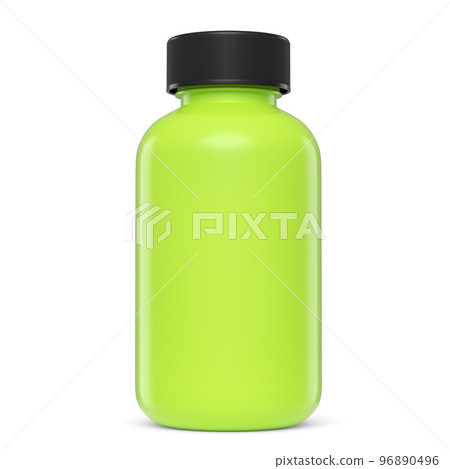 Green plastic jar for sport nutrition whey protein powder isolated on white 96890496