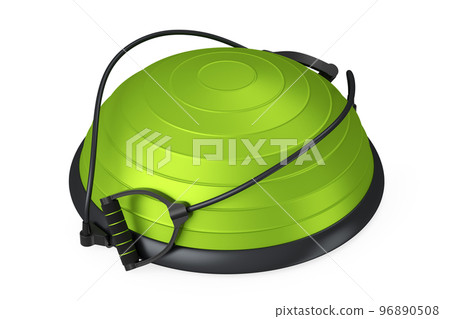 Green fitness ball with hand expander isolated white background Green fitness ball with hand expander isolated white background 96890508