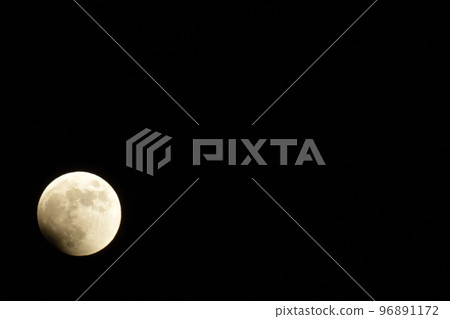 Hakushu-cho, Hokuto City, full moon starting to chip from the lower left due to a lunar eclipse (Position: lower left) Hakushu-cho, Hokuto City, full moon starting to chip from the lower left due to a lunar eclipse (Position: lower left) 96891172