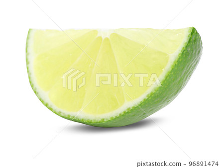 Slice of fresh ripe lime isolated on white Slice of fresh ripe lime isolated on white 96891474