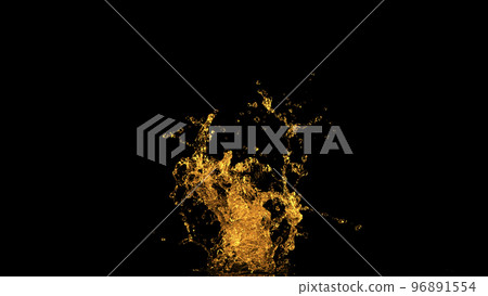 Golden splash isolated on black background. Golden splash isolated on black background. 96891554