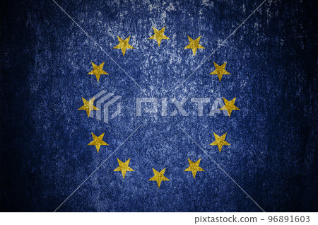 Closeup of grunge European Union flag. Closeup of grunge European Union flag. 96891603