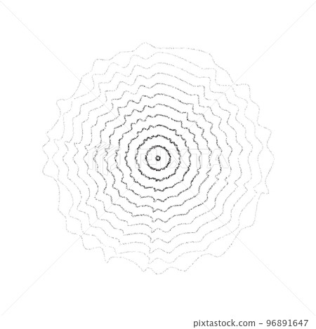 Texture concentric ripple circles set. Sonar or sound wave rings collection. Epicentre, target, radar icon concept. Radial signal or vibration elements. Dotted illustration Texture concentric ripple circles set. Sonar or sound wave rings collection. Epicentre, target, radar icon concept. Radial signal or vibration elements. Dotted illustration 96891647