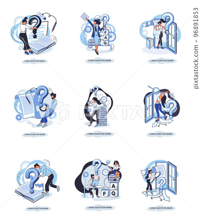 Ladge question mark. Problem and solution concept metaphor. Ask questions. FAQ frequently asked help Ladge question mark. Problem and solution concept metaphor. Ask questions. FAQ frequently asked help 96891853