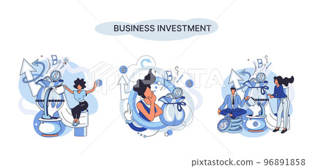 Business investment metaphor. Investment capital profit and income multiplying. Buying shares and funds, modern economy 96891858