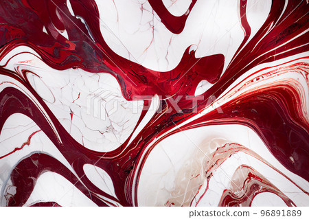 Red and white marble abstract background. Decorative acrylic paint pouring rock marble texture. Horizontal Red and white wavy abstract pattern. Red and white marble abstract background. Decorative acrylic paint pouring rock marble texture. Horizontal Red and white wavy abstract pattern. 96891889