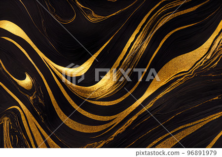 Black and gold marble abstract background. Decorative acrylic paint pouring rock marble texture. Horizontal Black and gold wavy abstract pattern. Black and gold marble abstract background. Decorative acrylic paint pouring rock marble texture. Horizontal Black and gold wavy abstract pattern. 96891979