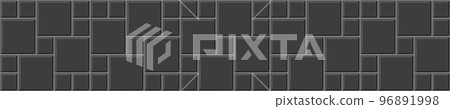 Black hopscotch tile horizontal background. Causeway texture. Brick wall seamless pattern. Kitchen backsplash mosaic surface. Bathroom, shower or toilet floor decoration Black hopscotch tile horizontal background. Causeway texture. Brick wall seamless pattern. Kitchen backsplash mosaic surface. Bathroom, shower or toilet floor decoration 96891998