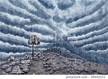 南阿爾卑斯的夏天，雨中的聖山山頂 96892052