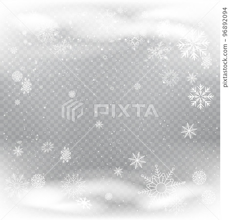 Winter Christmas snowfalls gray sky and clouds 96892094