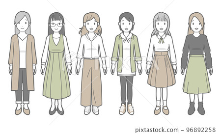 一名年輕女子的矢量圖解 96892258