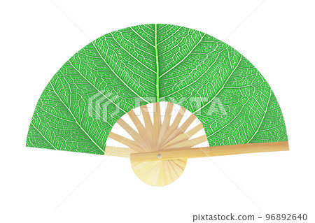 Green oriental hand Fan Isolated on White Background. Green oriental hand Fan Isolated on White Background. 96892640