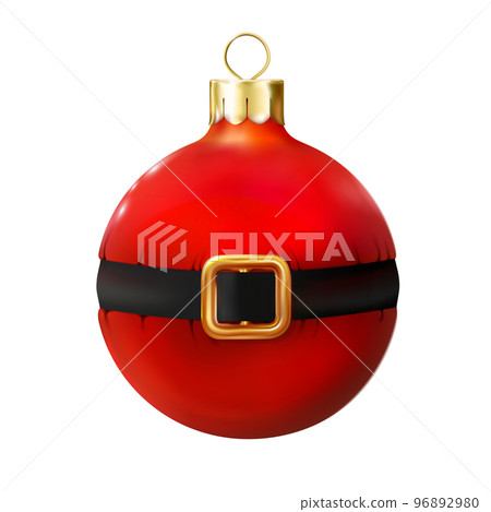 Red Christmas ball decorated Santa Claus belt, glossy mockup realistic bauble. 3d toy Merry xmas, New year design element. Png Red Christmas ball decorated Santa Claus belt, glossy mockup realistic bauble. 3d toy Merry xmas, New year design element. Png 96892980