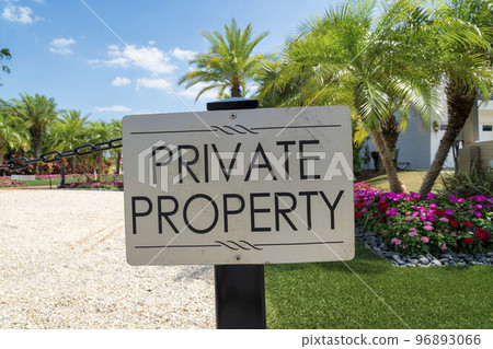 Destin, Florida- Private Property sign on a post outdoors 96893066