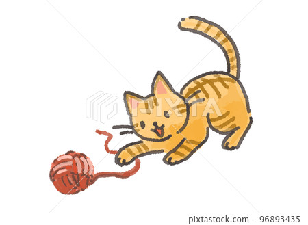 Cat playing with yarn 96893435