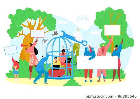 Internet addiction concept vector illustration of young people using devices such as laptop, smartphone, tablets. Flat design of people addicted to gadgets with social media symbols, slogans of Internet addiction concept vector illustration of young people using devices such as laptop, smartphone, tablets. Flat design of people addicted to gadgets with social media symbols, slogans of 96893646