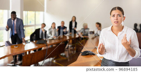 Portrait of sad young woman secretary 96894185