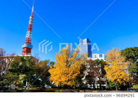 從東京都港區芝公園看到的東京秋葉 96894291