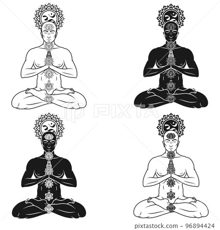 Vector design of man doing yoga 96894424