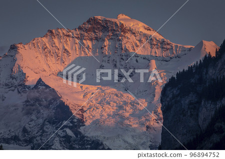 Dramatic Jungfrau mountain, Bernese Alps at sunset, Interlaken, Switzerland Dramatic Jungfrau mountain, Bernese Alps at sunset, Interlaken, Switzerland 96894752